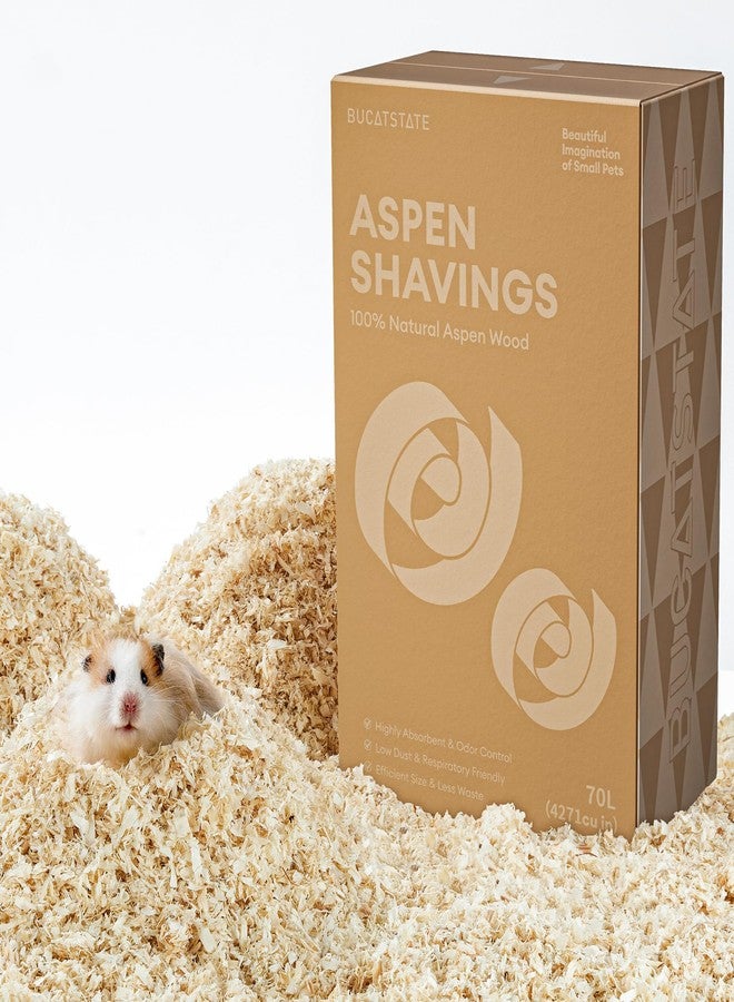BUCATSTATE 70L Aspen Bedding, 100% Natural Hamster Bedding Odor Control, Low-Dust Small Animal Bedding for Guinea Pigs, Gerbils, Syrian Hamsters, Chinchillas, Snakes & Lizards - Image 1